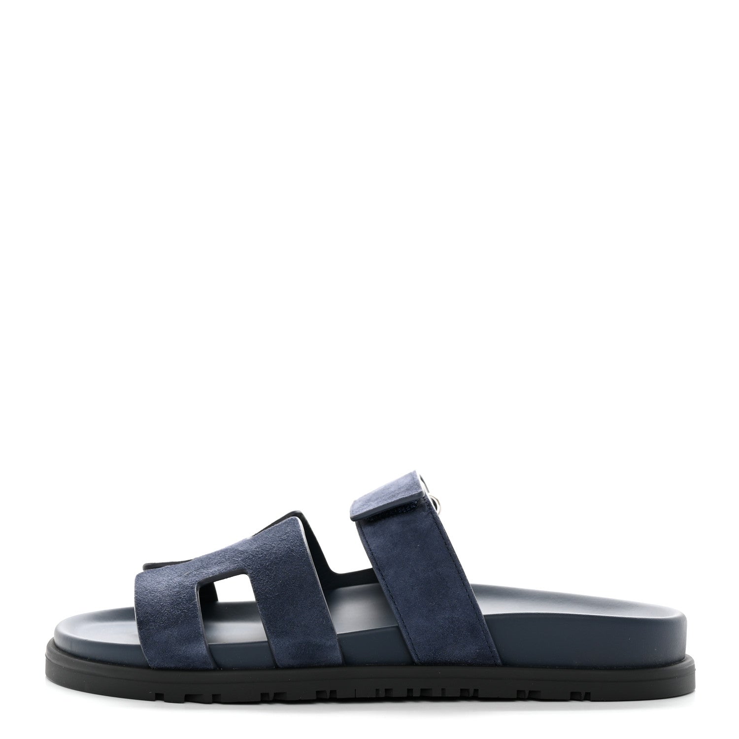 Hermes Suede Goatskin Womens Chypre Sandals 37.5 Bleu Celeste 1 of 10