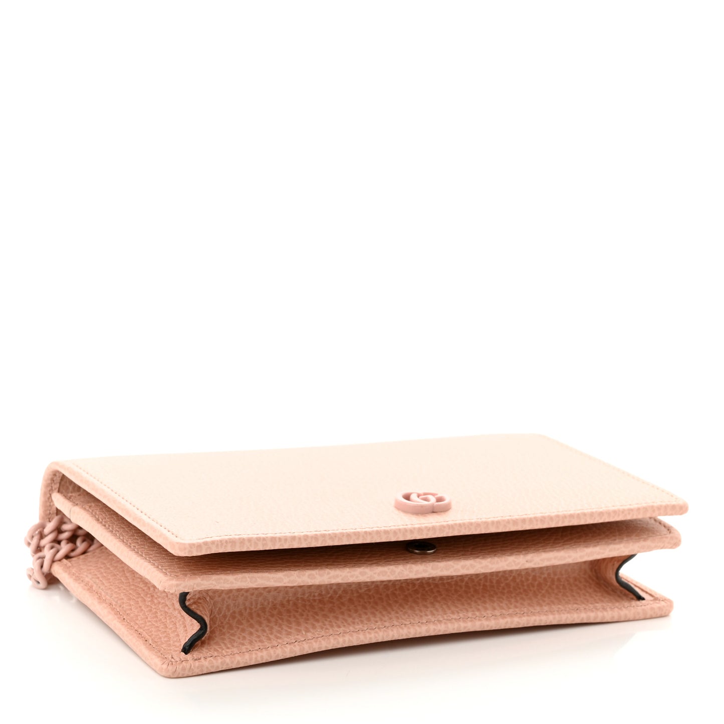Dollar Calfskin Enamel Monochrome Mini GG Marmont Chain Wallet Perfect Pink