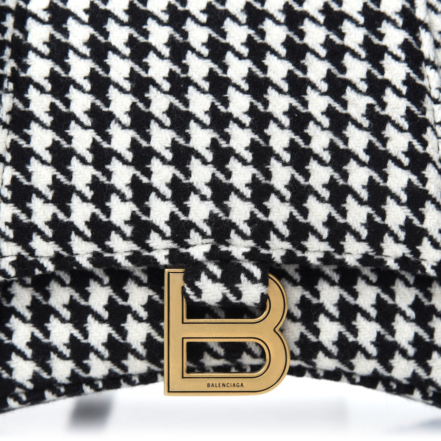 Balenciaga Wool Houndstooth Small Hourglass Top Handle Bag Black White 9 of 9