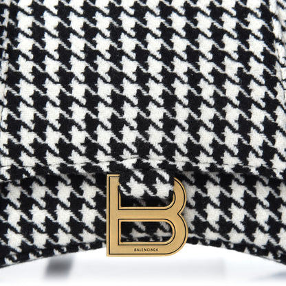 Balenciaga Wool Houndstooth Small Hourglass Top Handle Bag Black White 9 of 9