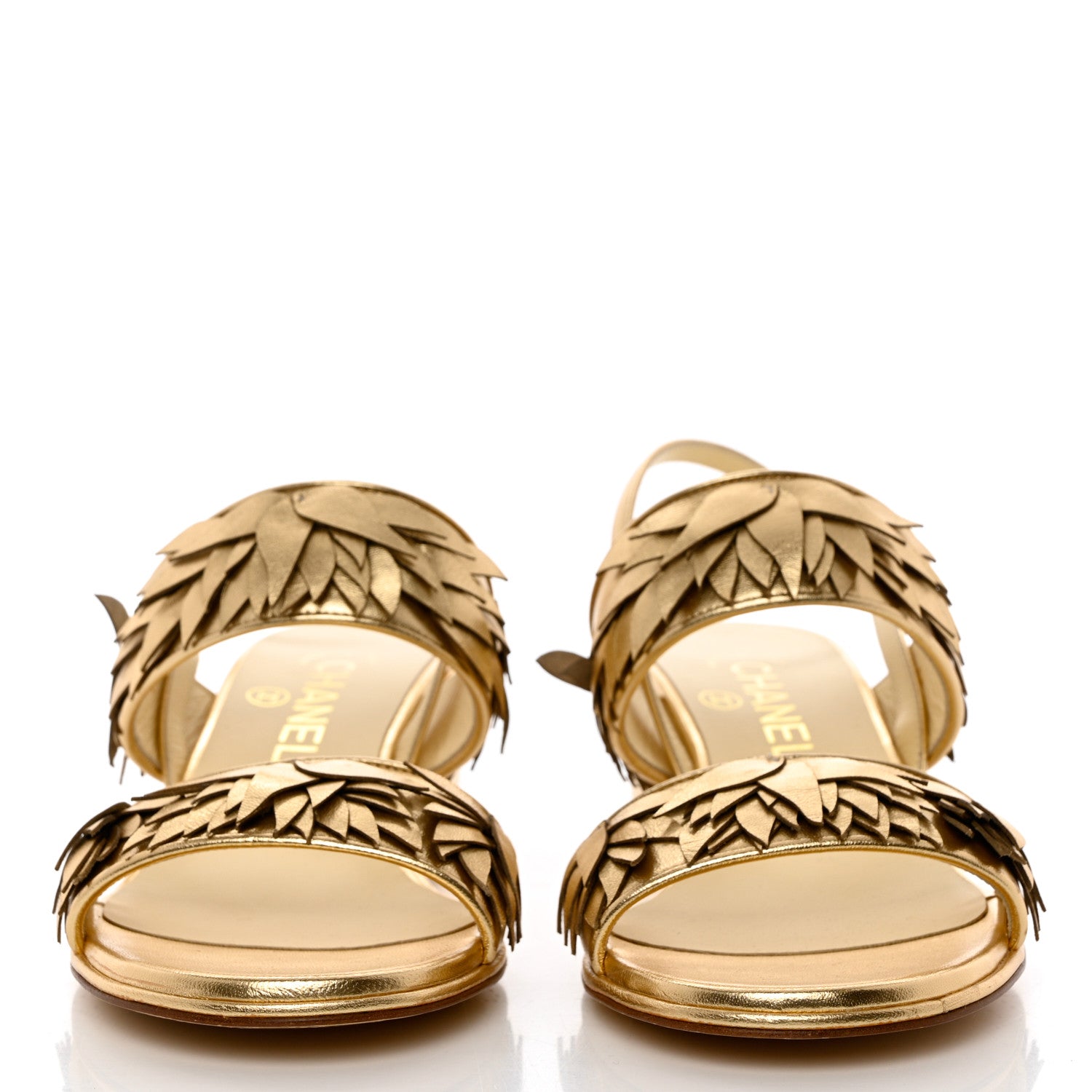 Chanel Metallic Lambskin Sandals 37 Gold 2 of 8