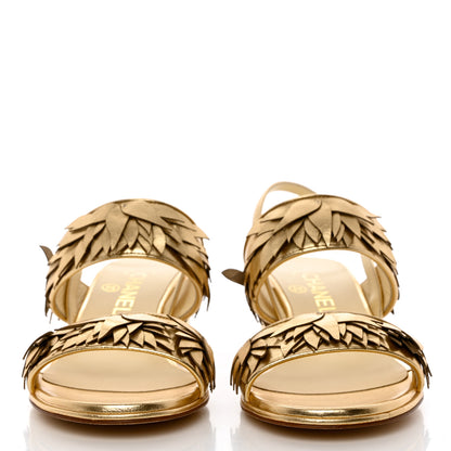 Chanel Metallic Lambskin Sandals 37 Gold 2 of 8