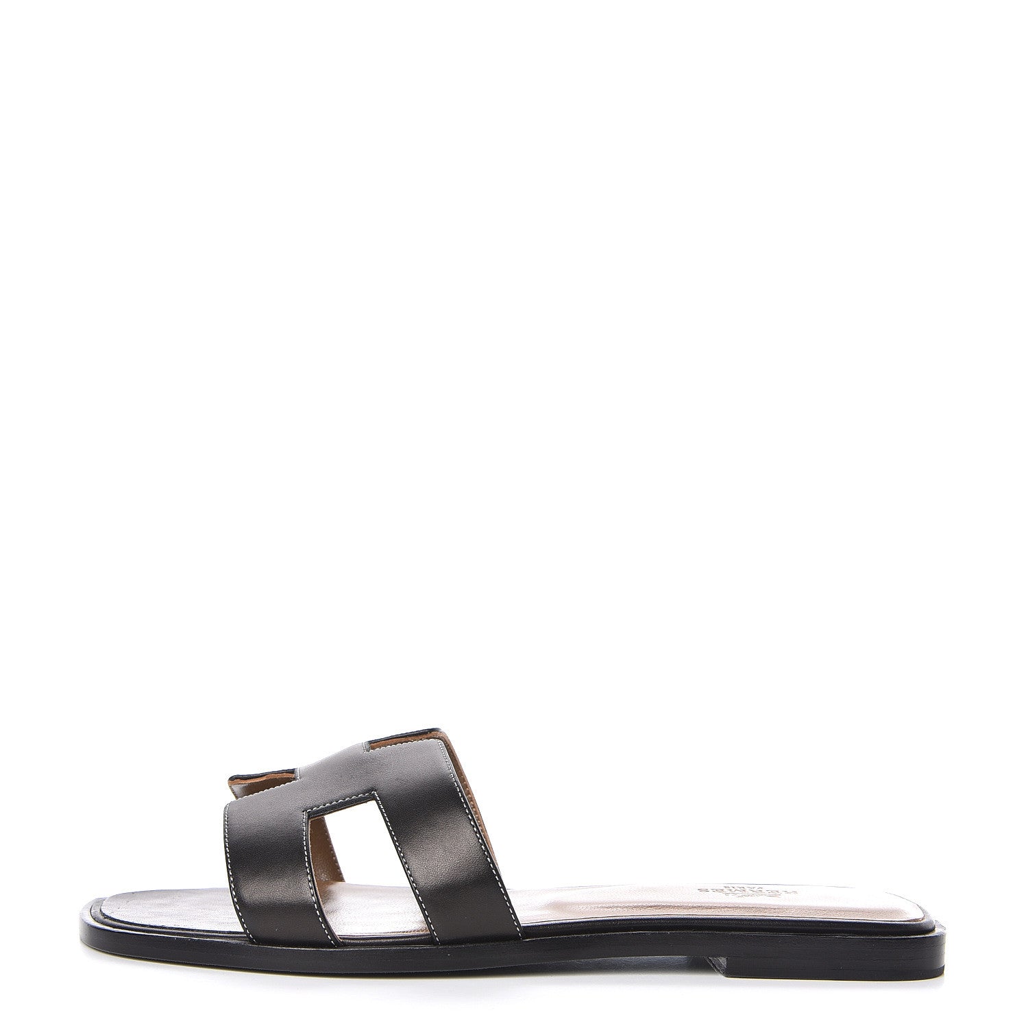Hermes Box Calfskin Oran Sandals 39 Black 1 of 10
