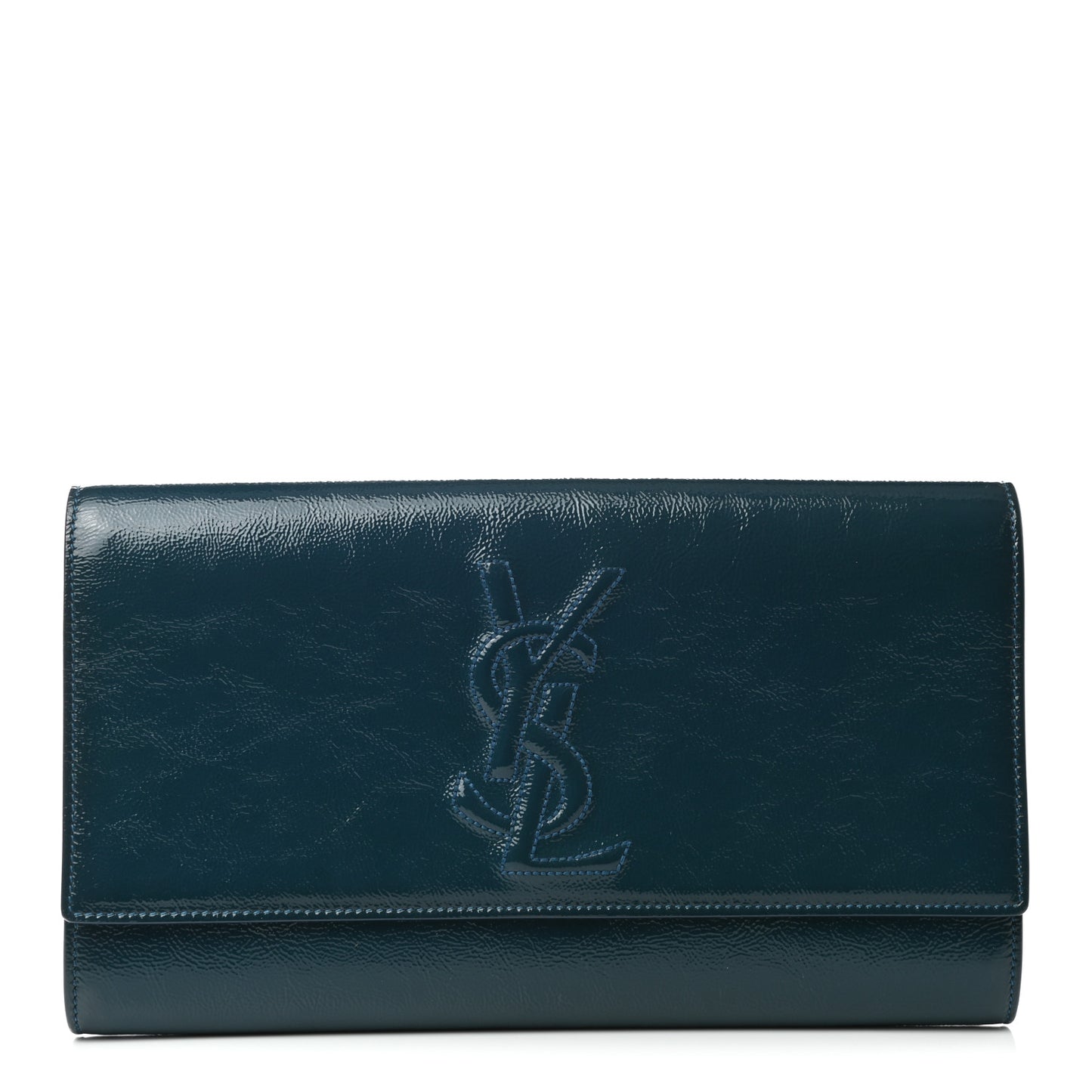 Textured Patent Monogram Large Belle De Jour Clutch Green