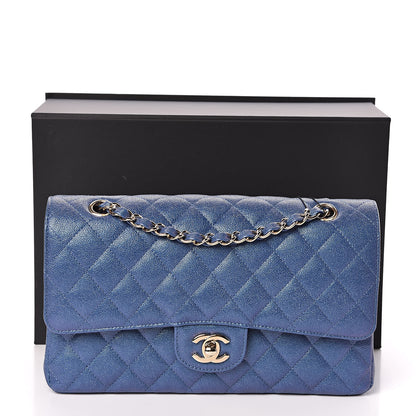 Chanel Iridescent Caviar Quilted Medium Double Flap Dark Blue 11 of 11