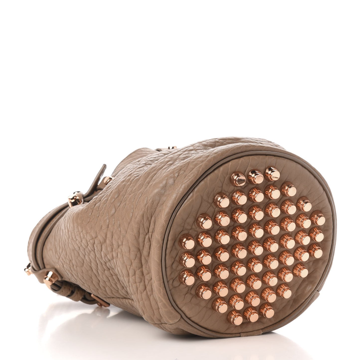 Pebbled Lambskin Diego Bucket Bag Latte