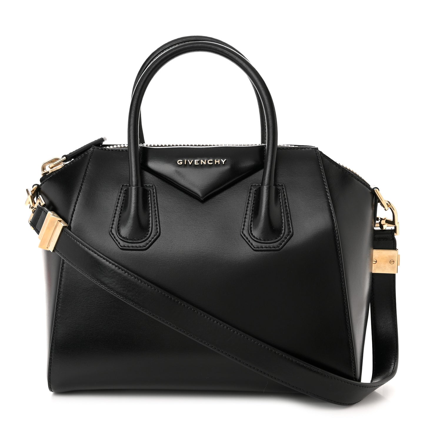 Shiny Lord Calfskin Small Antigona Black