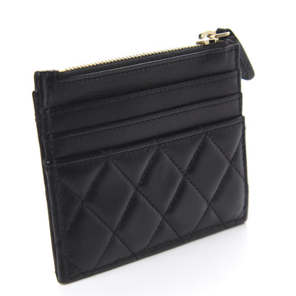 Chanel Lambskin Quilted Zip Card Holder Black 3 of 9