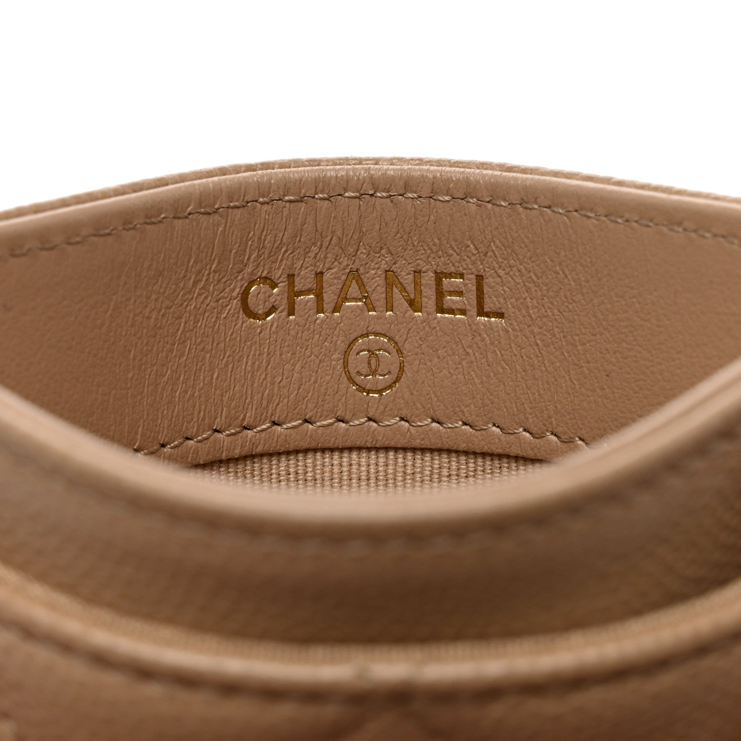 Chanel Caviar Quilted Crystal Card Holder Beige 8 of 9