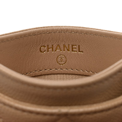 Chanel Caviar Quilted Crystal Card Holder Beige 8 of 9