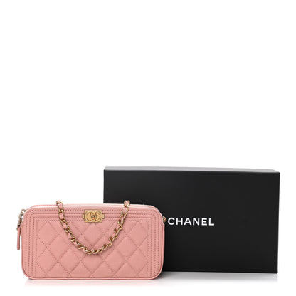 Chanel Caviar Quilted Small Boy Clutch With Chain Pink 14 of 14