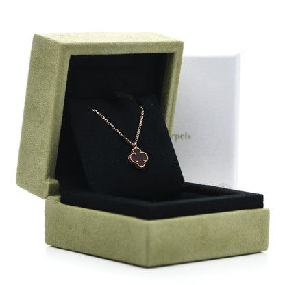 Van Cleef & Arpels 18K Rose Gold Carnelian Sweet Alhambra Pendant Necklace 6 of 6
