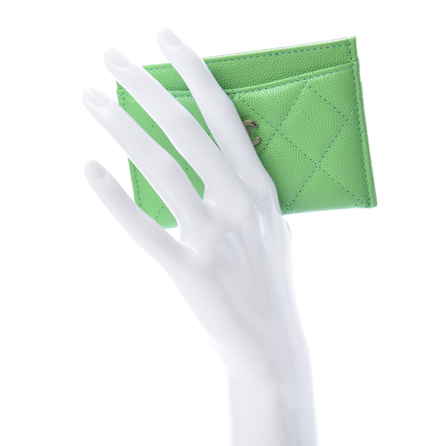 Chanel Caviar Quilted Card Holder Green 2 of 9