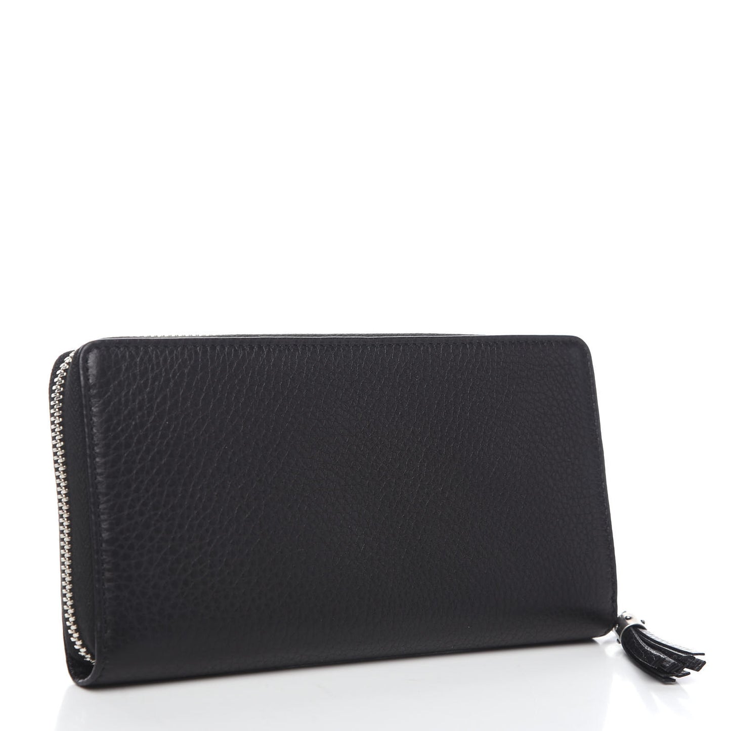 Pebbled Calfskin Studded Soho Zip Around Wallet Black