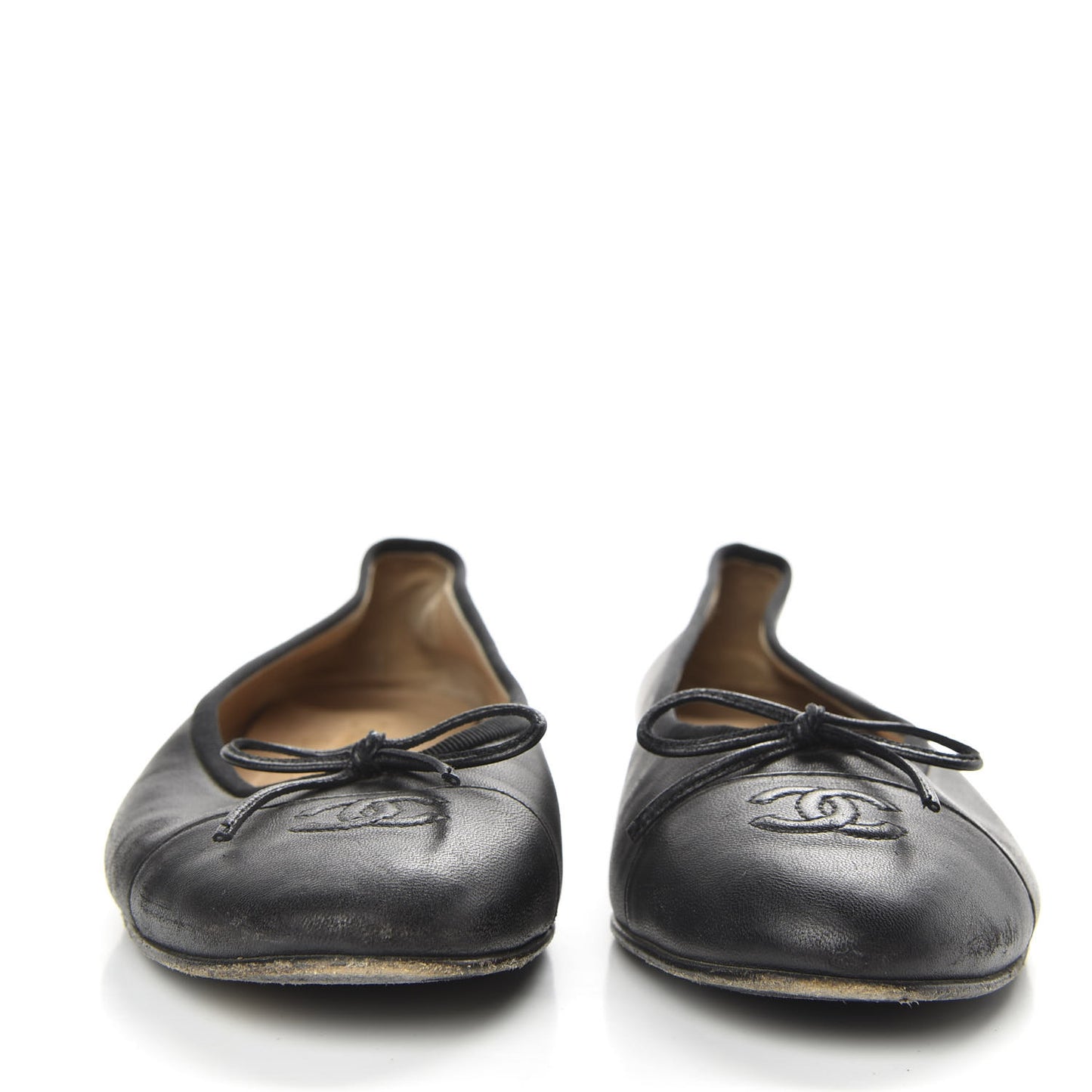 Lambskin Cap Toe Ballerina Flats 39.5 Black