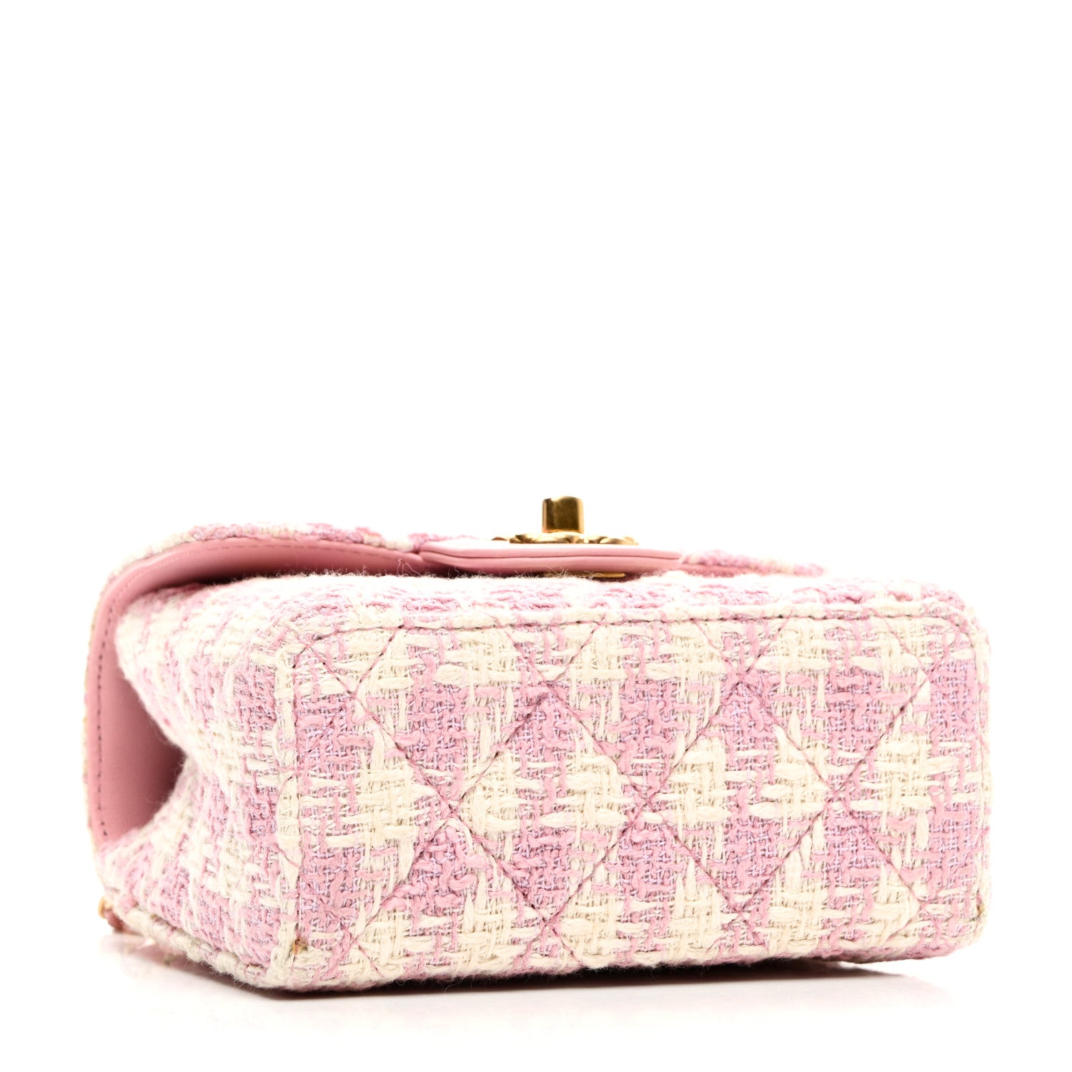 Chanel Tweed Handle Crush Top Handle Flap Bag Pink Ecru 4 of 10