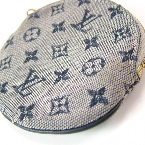 Louis Vuitton Mini Lin Round Coin Purse Blue 4 of 7