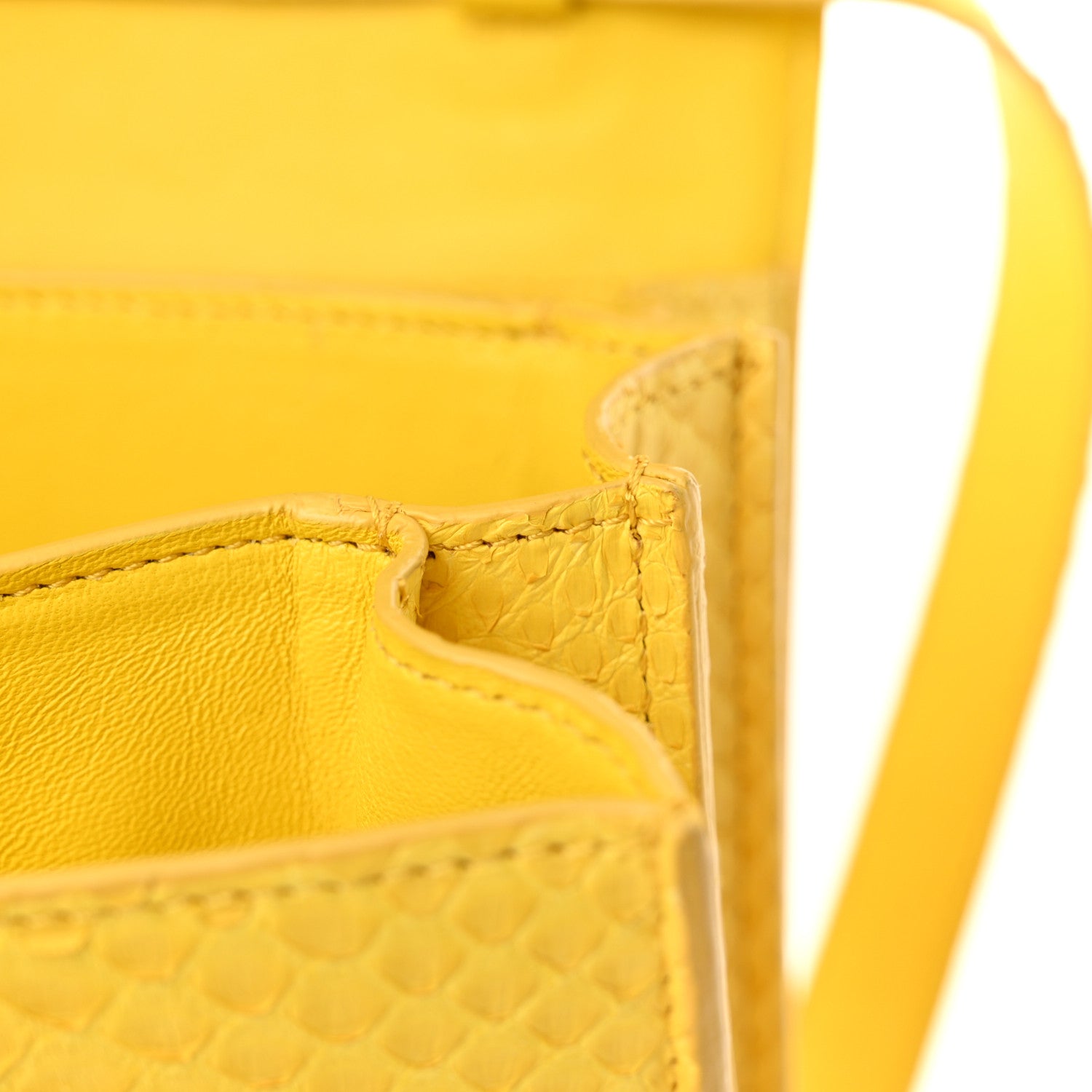 Celine Snakeskin Small Classic Box Flap Bag Yellow 12 of 18