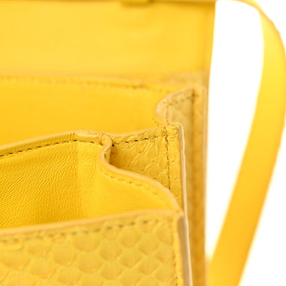 Celine Snakeskin Small Classic Box Flap Bag Yellow 12 of 18