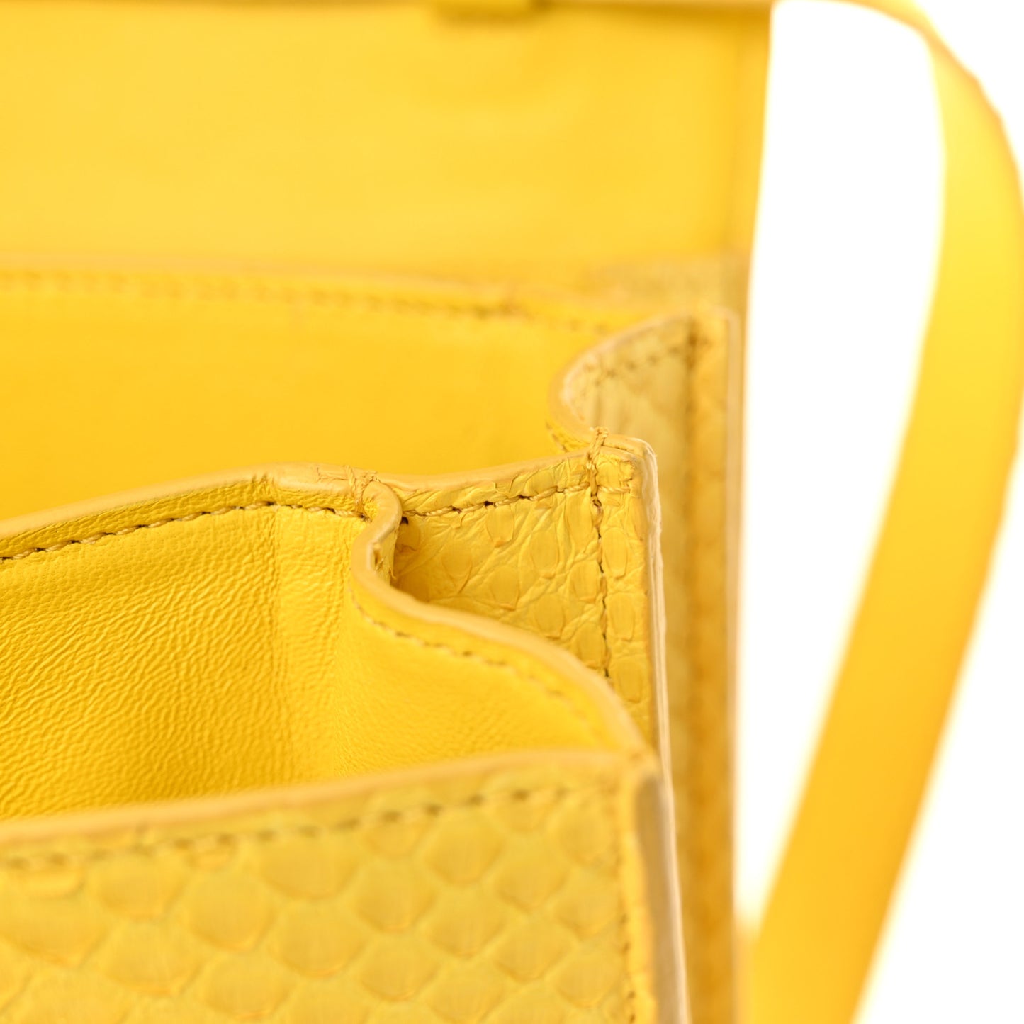 Snakeskin Small Classic Box Flap Bag Yellow