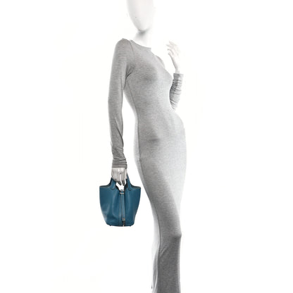 Hermes Taurillon Clemence Picotin Lock 18 PM Blue Jean 2 of 10