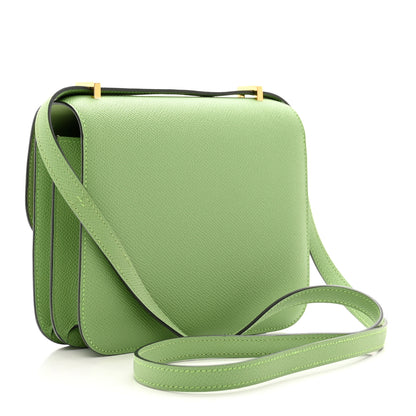 Hermes Epsom Shiny Alligator Lizard Constance 18 Vert Criquet Cactus Beige Sable Ombre 4 of 12