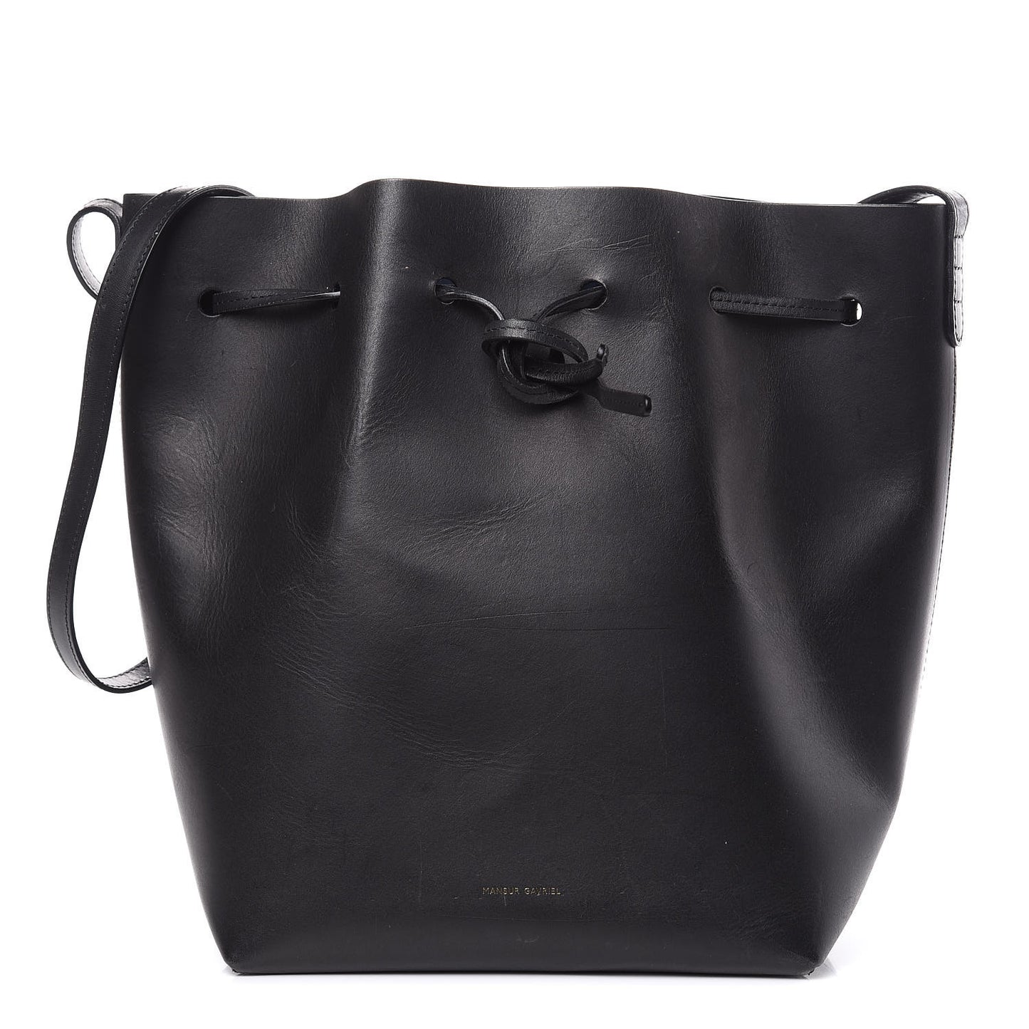 Vegetable Tanned Calfskin Bucket Bag Black Blu