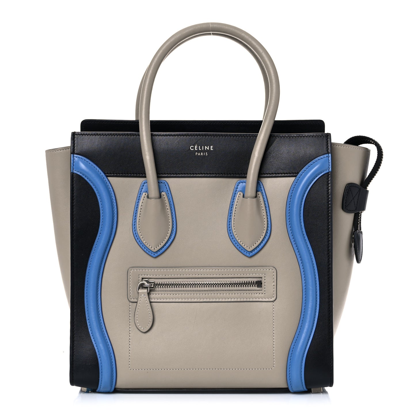 Shiny Smooth Calfskin Micro Tri-Color Luggage Quartz