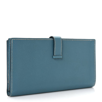 Hermes Epsom Bearn Gusset Wallet Blue Jean 2 of 5