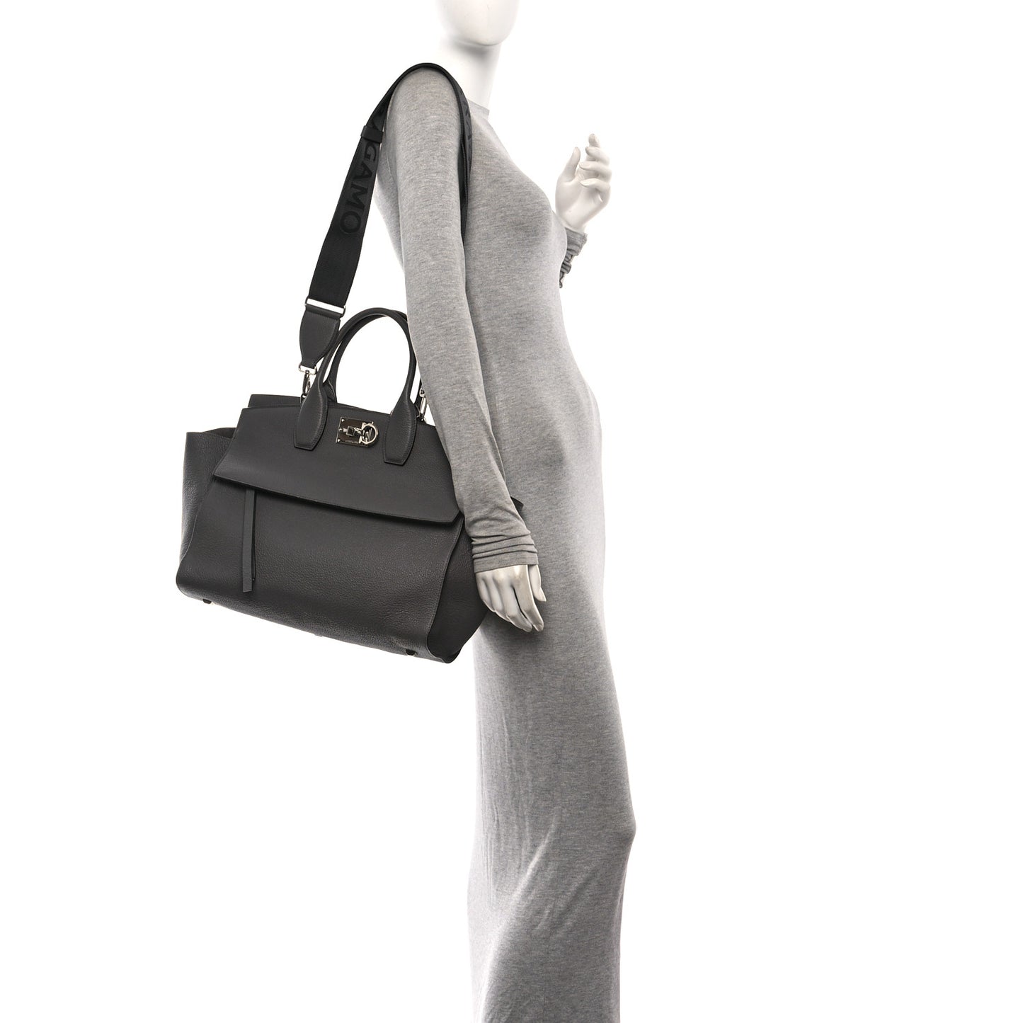 Calfskin Large Studio Soft Bag Grey