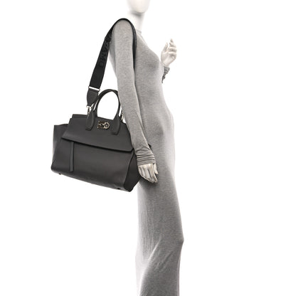 Salvatore Ferragamo Calfskin Large Studio Soft Bag Grey 2 of 11