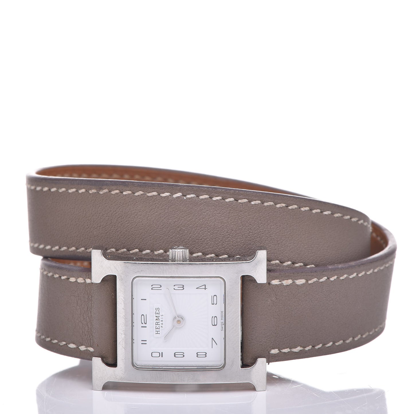 Stainless Steel Swift 21mm Heure H Hour Double Tour Quartz Watch Etoupe