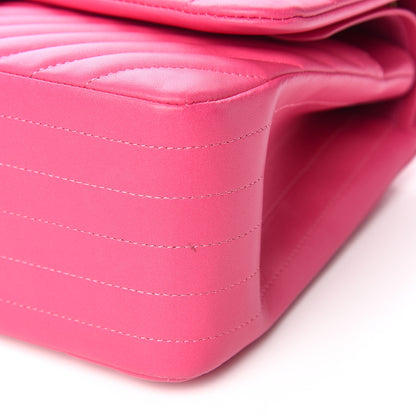 Chanel Lambskin Chevron Quilted Jumbo Double Flap Pink 10 of 14