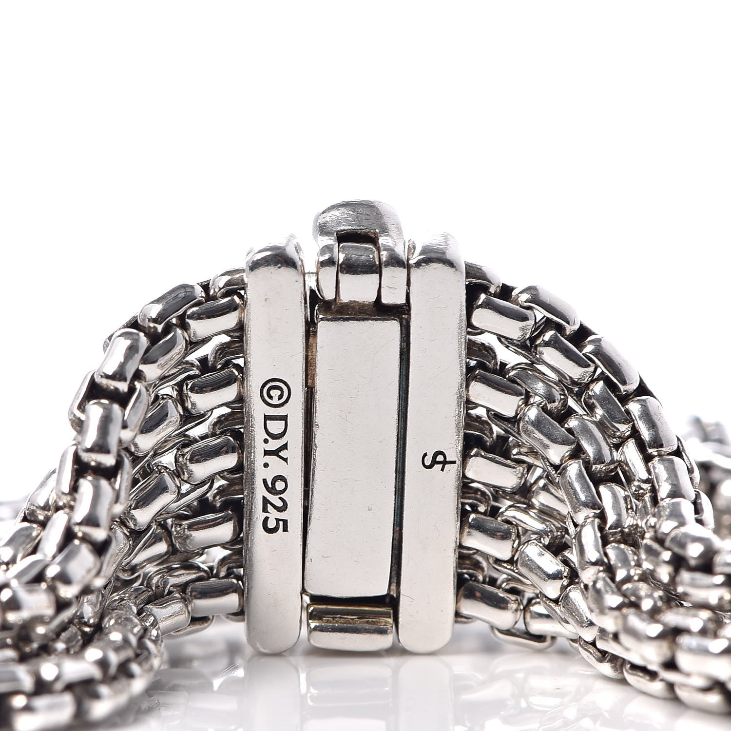 David Yurman Sterling Silver Five-Row Box Chain Bracelet 4 of 5