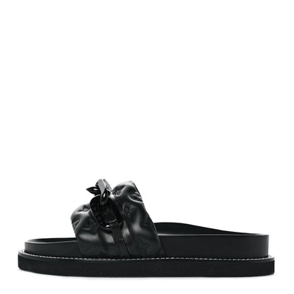 Louis Vuitton Calfskin Embossed Monogram Sunset Flat Comfort Mule 39 Black 1 of 9