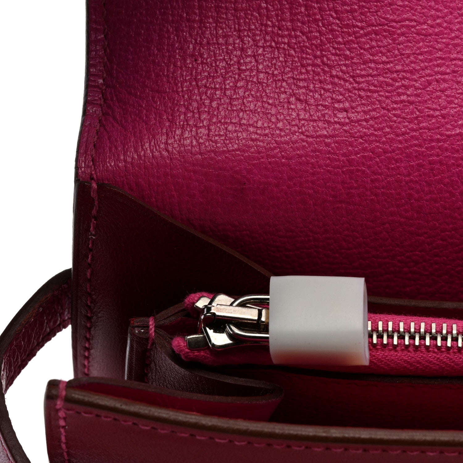Hermes Tadelakt Verso Kelly Longue Wallet Rubis Rose Shocking 9 of 11