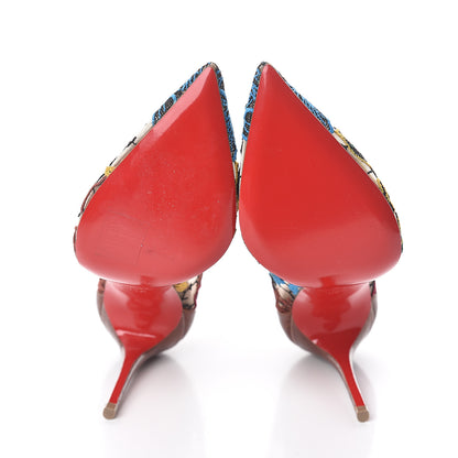 Christian Louboutin Lace Calfskin Crocodile Embossed Follies 100 Pumps 35.5 Cuoio Multicolor 7 of 7