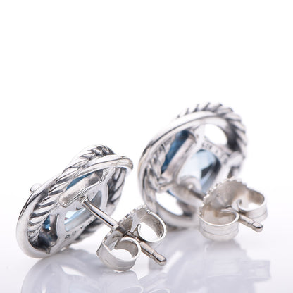 David Yurman Sterling Silver Blue Topaz 7mm Infinity Earrings 7 of 8