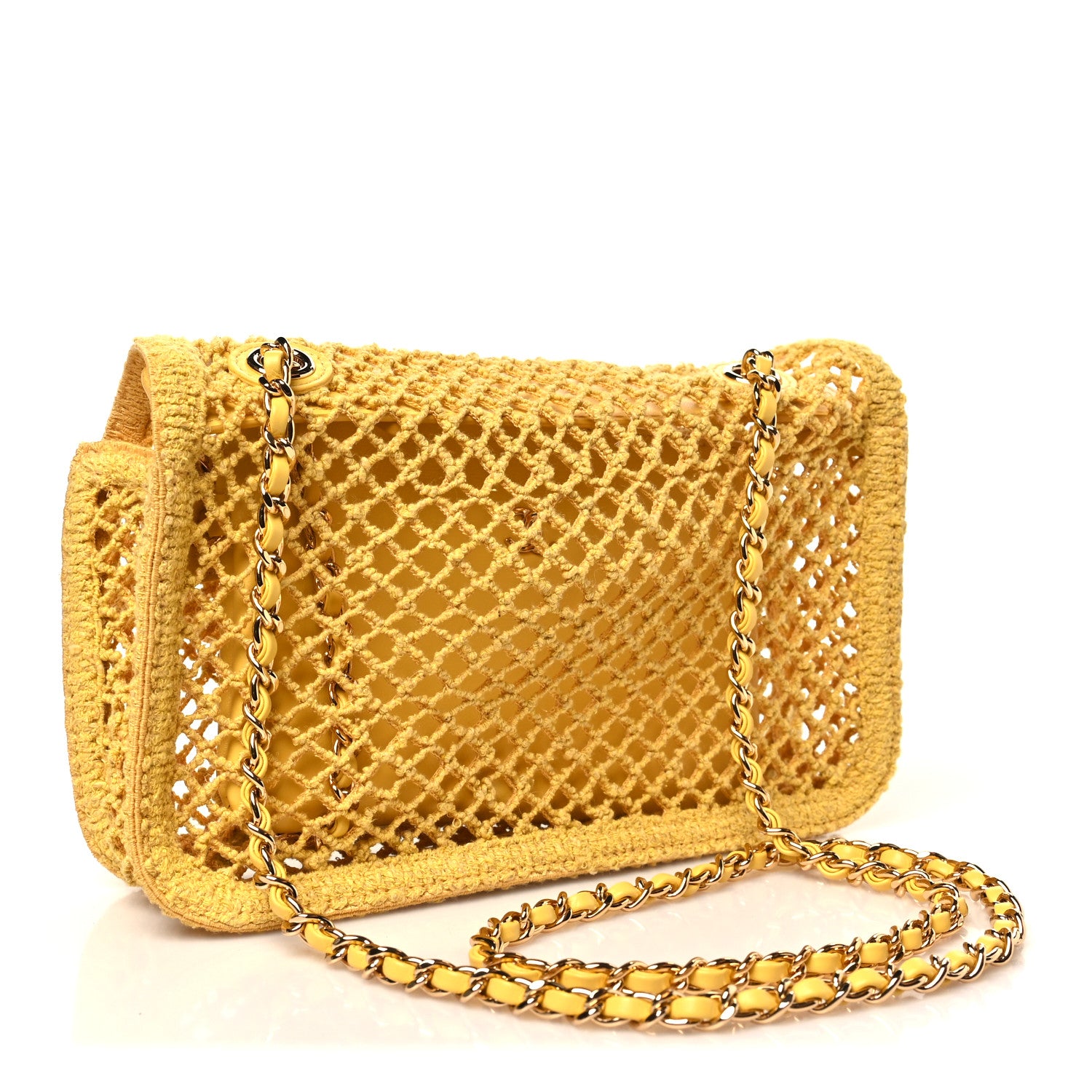 Chanel Mesh Macrame Small Flap Bag Yellow 4 of 11