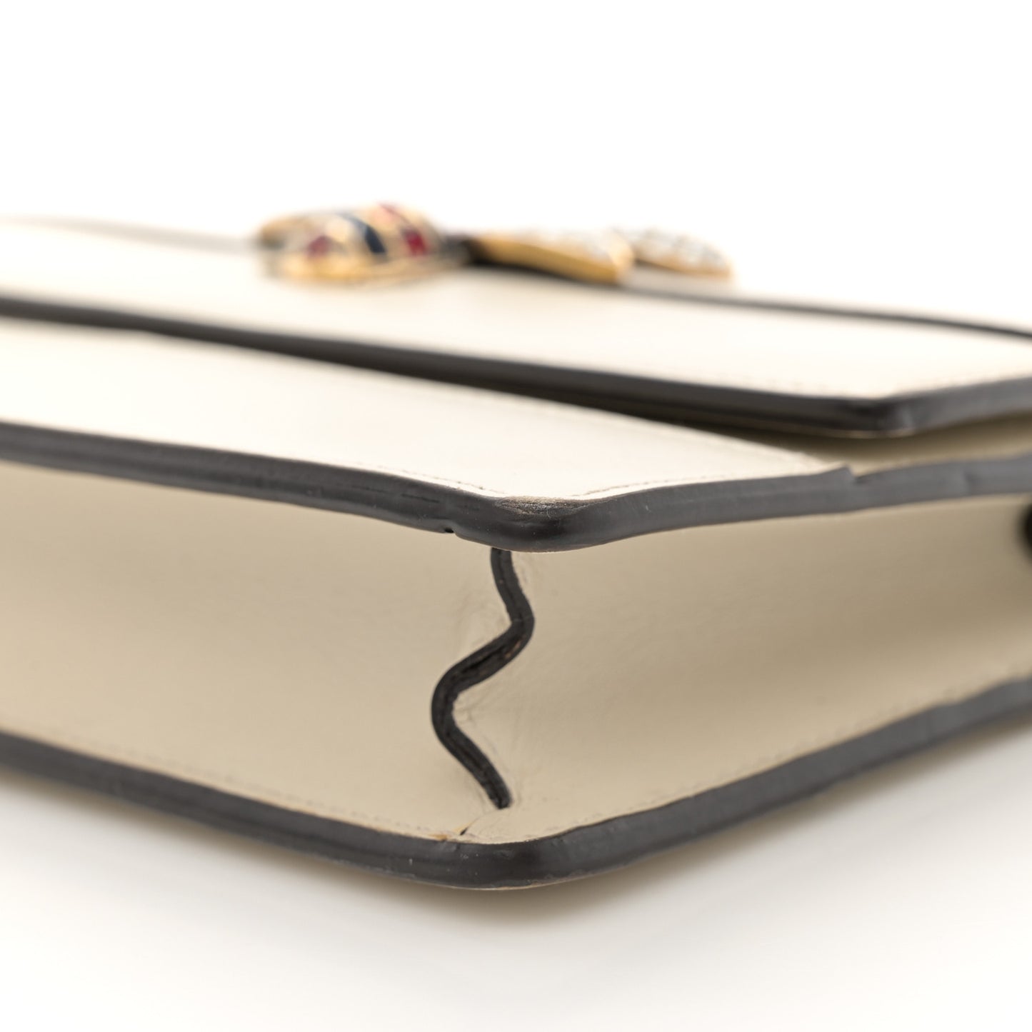 Calfskin Queen Margaret Chain Wallet Mystic White