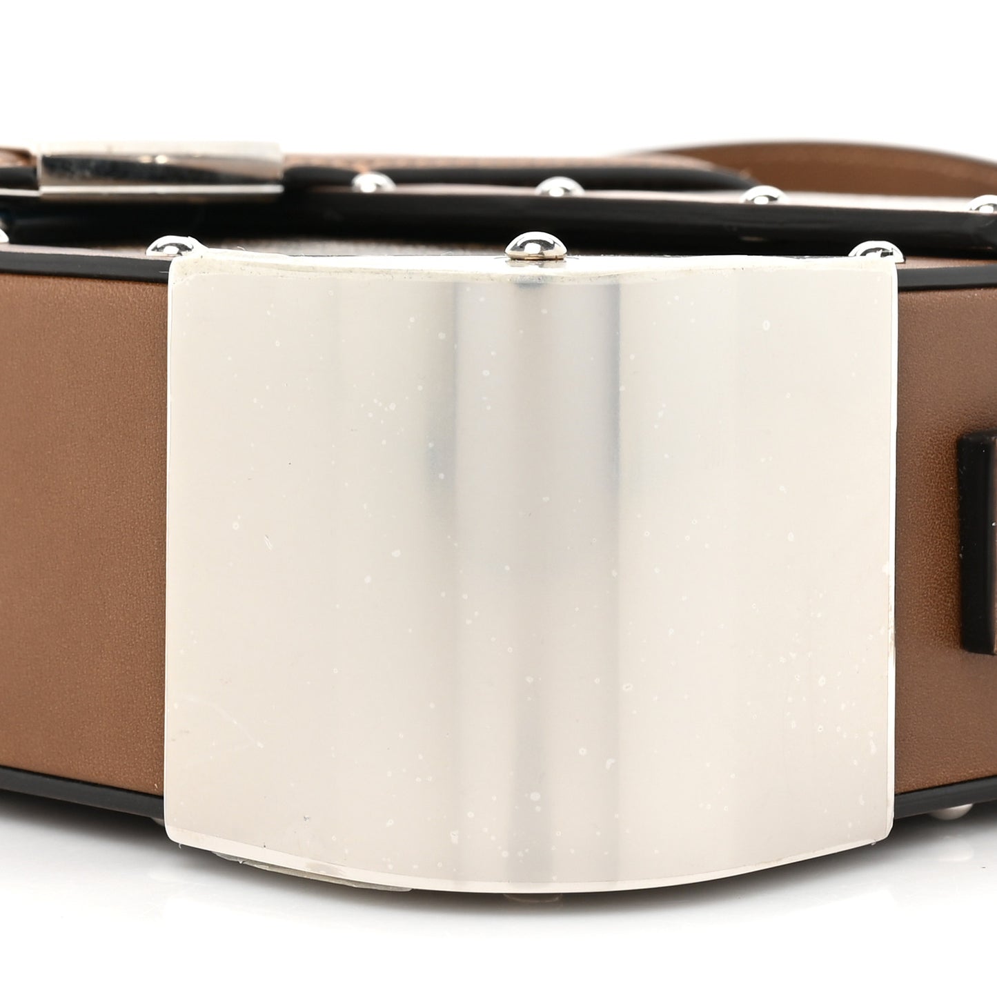 Shiny Glazed Fabric Vachetta FF 1974 Medium Baguette Trunk Mogano Panna Cuoio