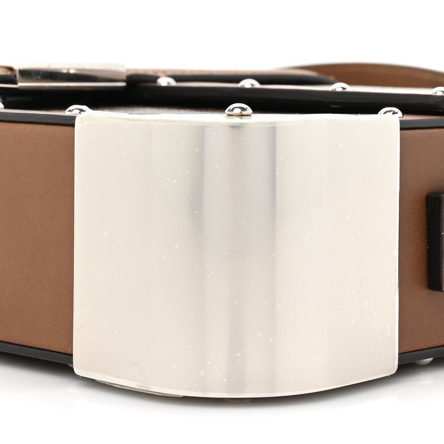 Fendi Shiny Glazed Fabric Vachetta FF 1974 Medium Baguette Trunk Mogano Panna Cuoio 8 of 9