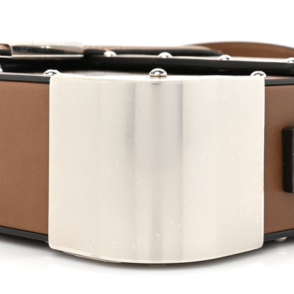 Fendi Shiny Glazed Fabric Vachetta FF 1974 Medium Baguette Trunk Mogano Panna Cuoio 8 of 9