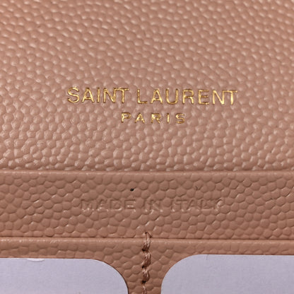 Saint Laurent Grain De Poudre Matelasse Chevron Cassandre Chain Wallet Pale Pink 7 of 11