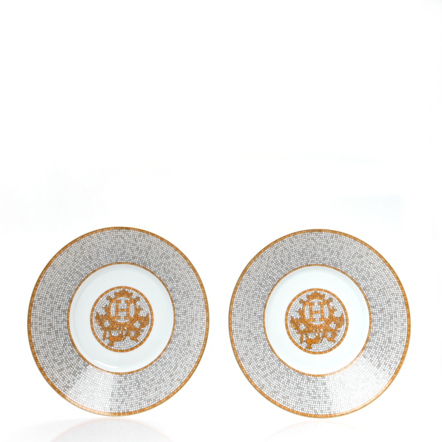 Hermes Porcelain Mosaique Au 24 Gold Breakfast Cup And Saucer Set Of 2 4 of 10