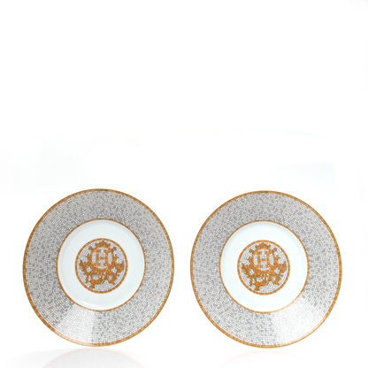 Hermes Porcelain Mosaique Au 24 Gold Breakfast Cup And Saucer Set Of 2 4 of 10