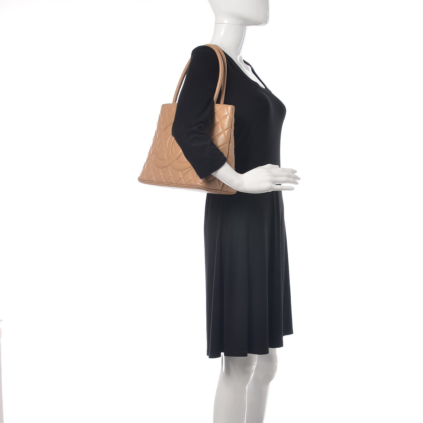 Caviar Quilted Medallion Tote Beige