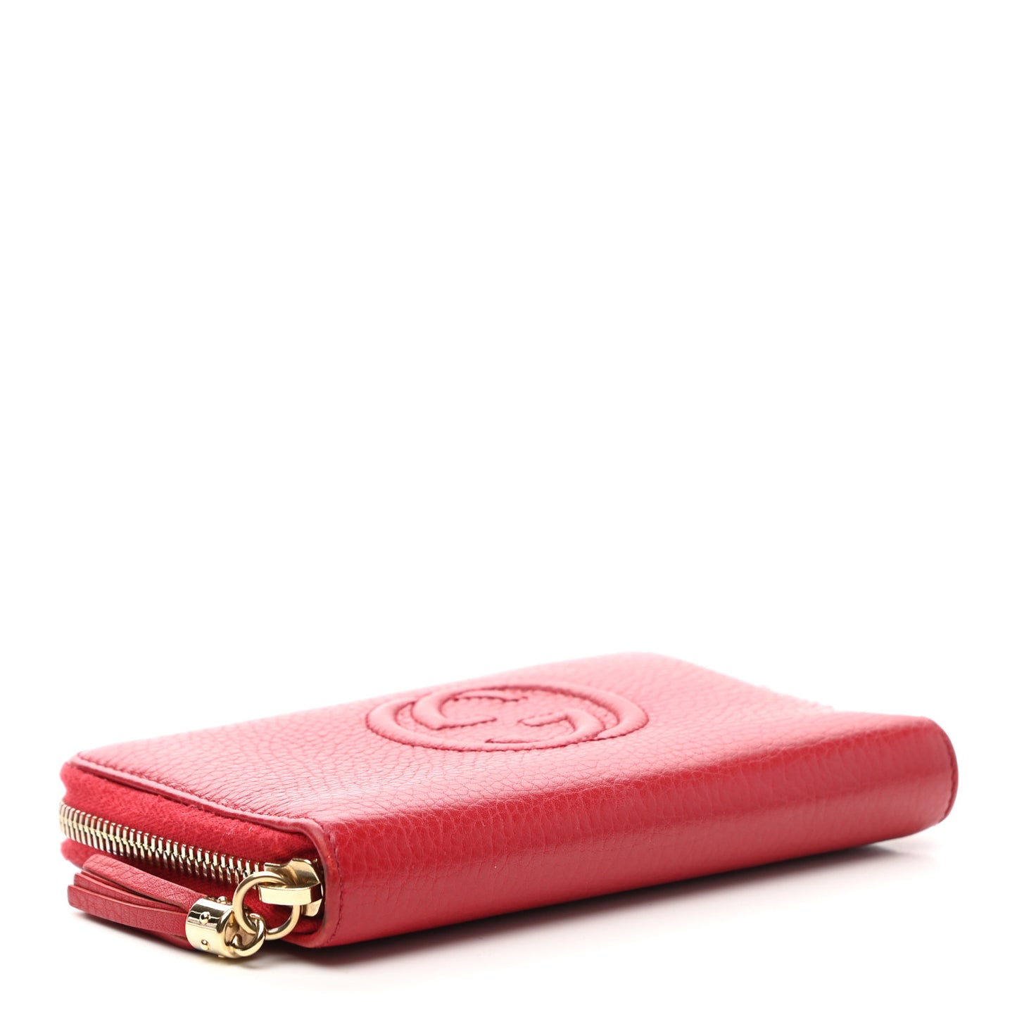 Pebbled Calfskin Medium Soho Zip Around Wallet Red
