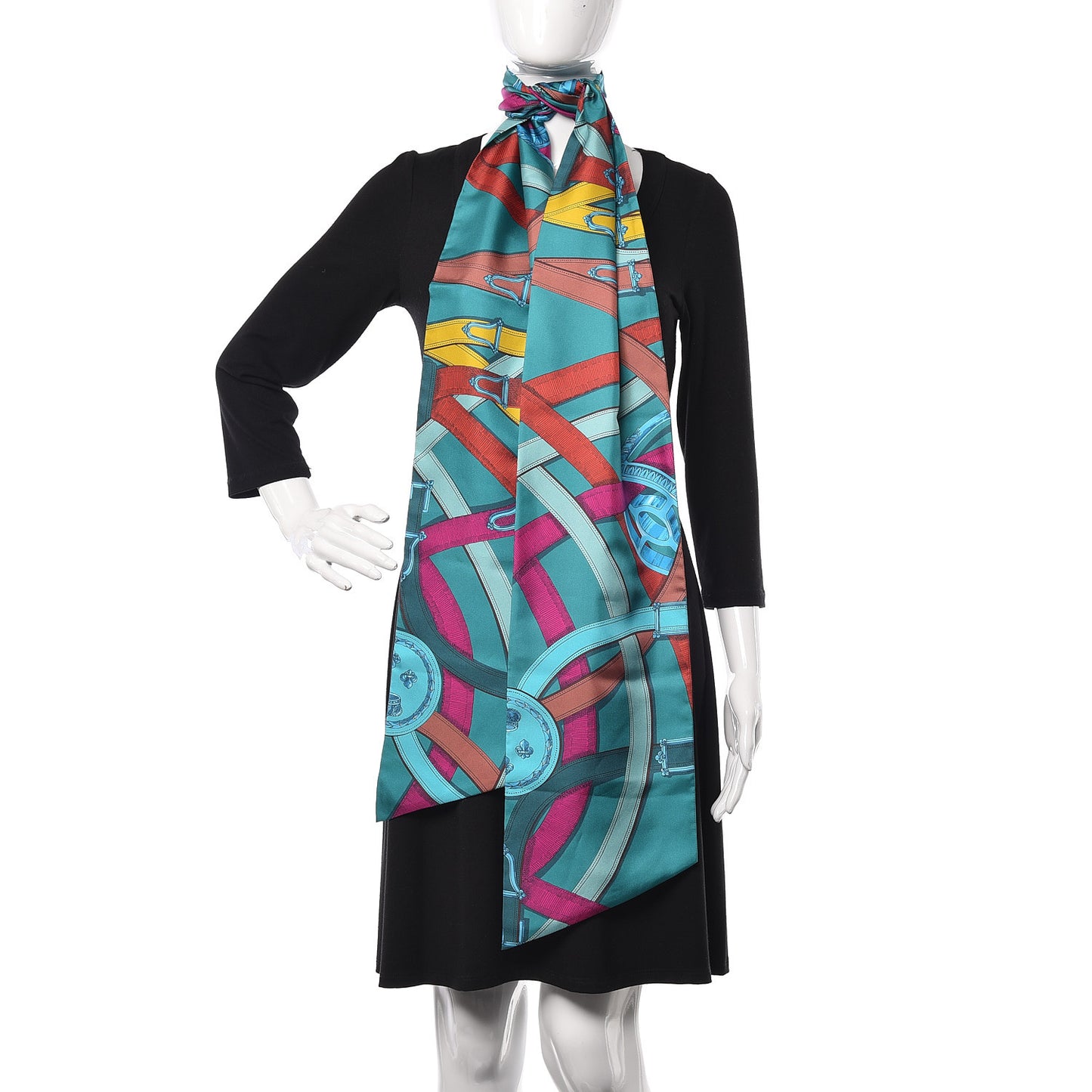 Silk Cavalcadour Maxi Twilly Canard Fuchsia Brique