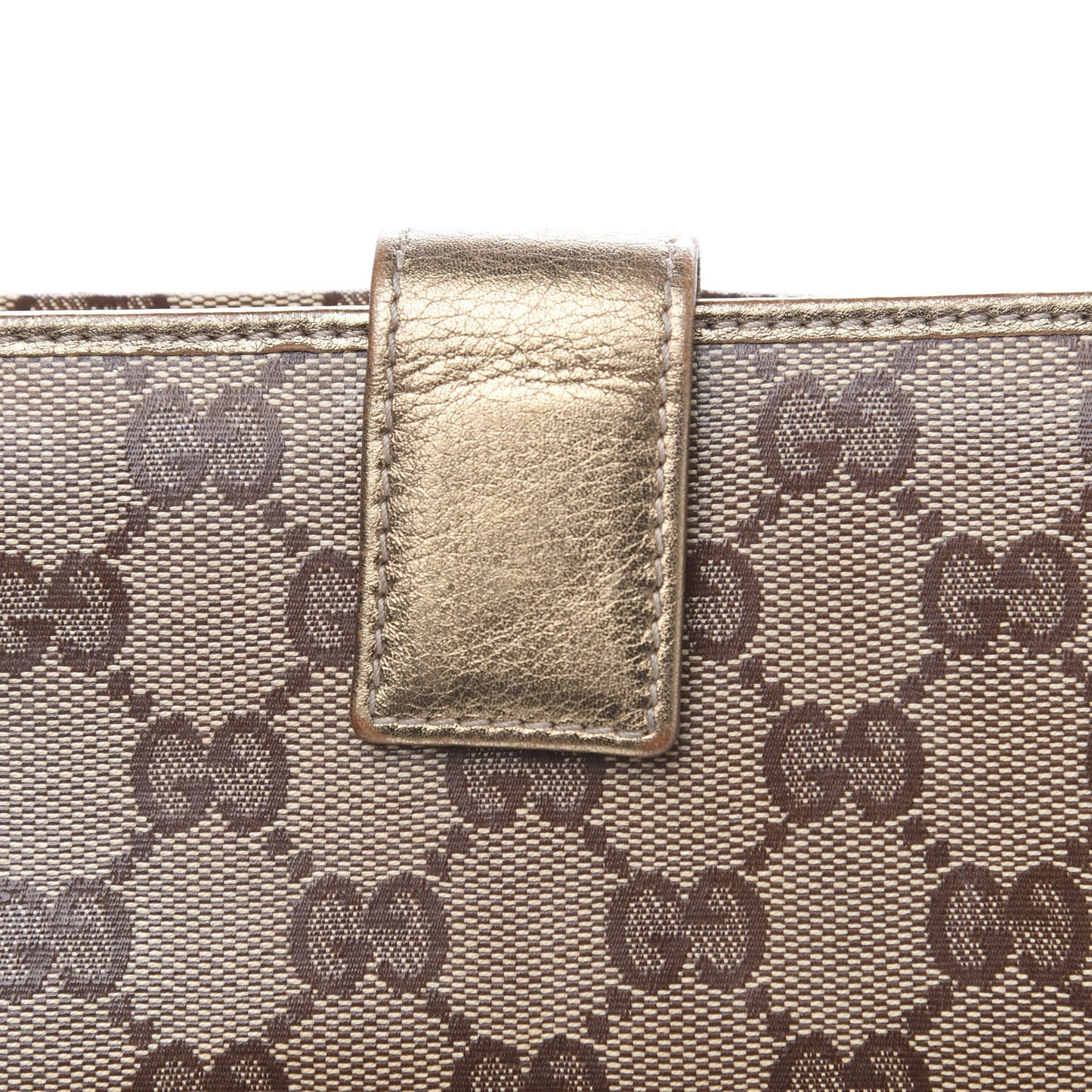 Crystal Monogram Metal Bar Continental Flap Wallet Gold